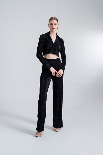 HOLLY LOLLY Elastische Taille, flexible, bequeme Hose, Schwarz