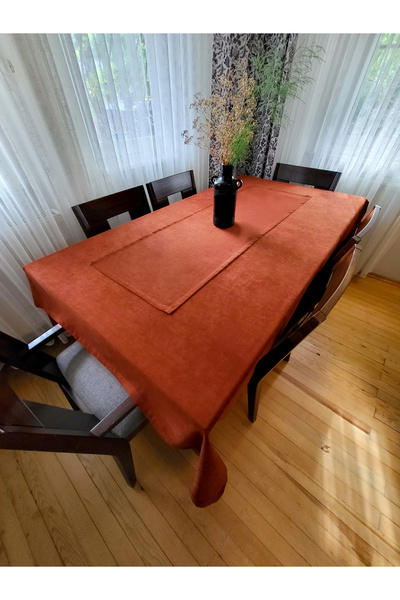 MUSGEM Tile Color Cotton Waterproof Stain Resistant Duck Cloth Tablecloth Set - with Runner