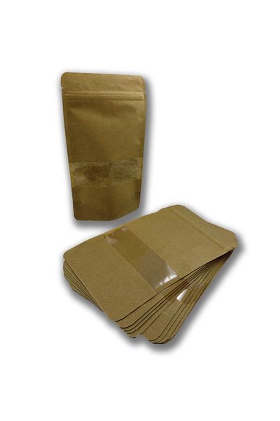 Home Ziplock Kraft Doypack with Window 13X22.5 250Gr 100 Pieces