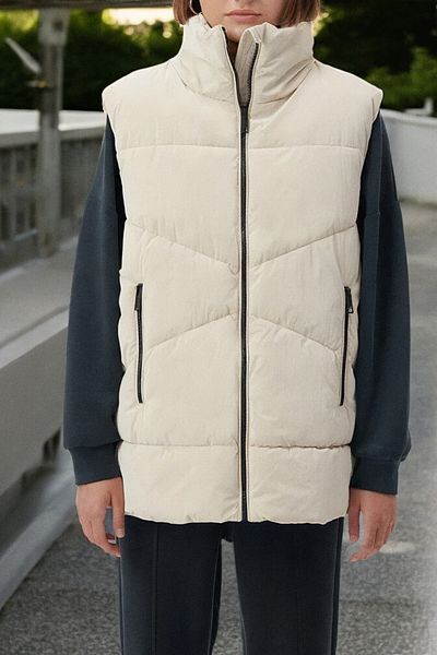 Flow Mi̇sseale Light Beige Puffer Woven Jacket