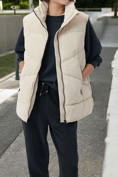 Flow Mi̇sseale Light Beige Puffer Woven Jacket