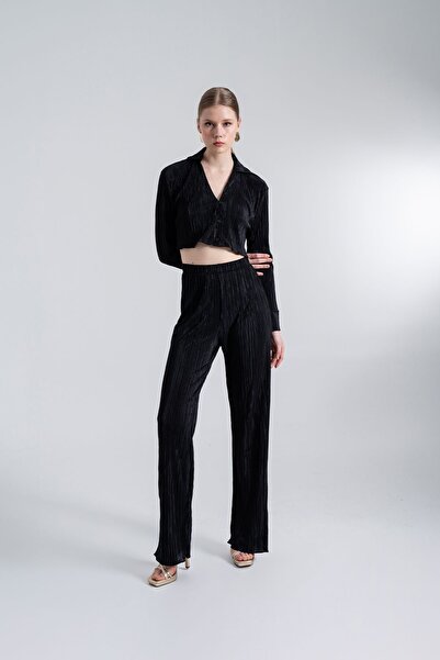 HOLLY LOLLY Elastische Taille, flexible, bequeme Hose, Schwarz