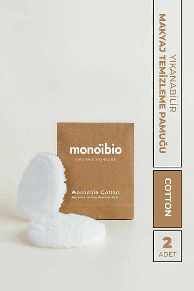 Monoibio Makeup Remover Cotton - 100% Cotton Washable Facial Cleansing Cotton 2 Pack