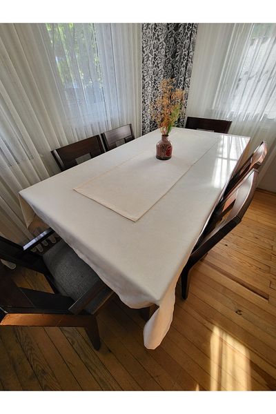 MUSGEM Ecru Color Duck Cloth - Waterproof Cotton Tablecloth Set