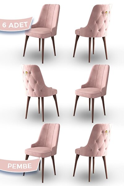 Canisa Concept Enoa Serisi, 1.sınıf Babyface Kumaş, 6 Adet Pembe Sandalye Gol...