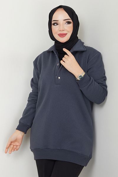 TesettürButik Detachable Hooded 3 Thread Raster Sweatshirt