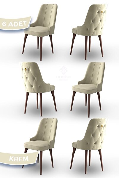 Canisa Enoa Serisi, Ceviz Gürgen Ayaklı Sandalye, 6 Adet Krem Sandalye, 1.sın...