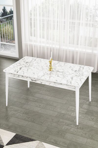 Canisa Concept Ada Serisi 80x130 Sabit Beyaz Mermer Desen Masa