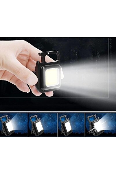 MeteShop Led Anahtarlık Metal El Feneri Şişe Açacağı Usb’li Şarj Edilebilir M...