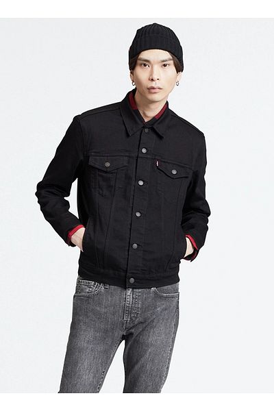 Levi's Levis TRUCKER JACKET - Μαύρο ανδρικό ίσιο τζιν μπουφάν A9431-0002