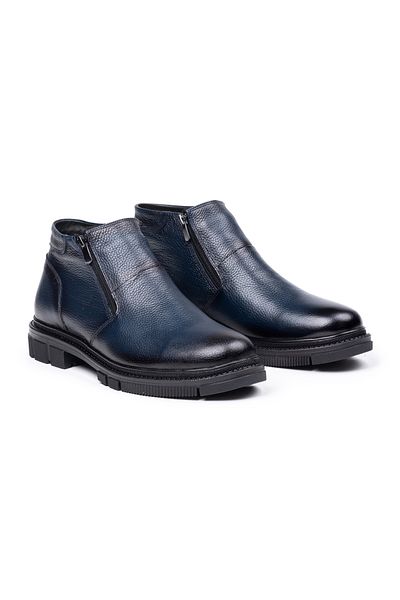 SELİN SOYLU Genuine Leather Men's Boots, Winter Casual Sheepskin Boots, Zippered Boots