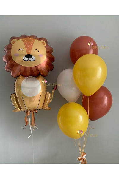 LOTUS PARTY مجموعة بالونات فويل الأسد اللطيفة - بالون أصفر بالون أبيض بالون ب...