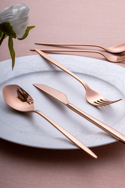 Emsan Alisa 30-Piece 6-Person Bright Bronze Boxed Cutlery Set