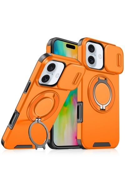 Deppo Trend حافظة متوافقة مع هاتف iPhone 16 مع حامل حماية للكاميرا قابل للانز...