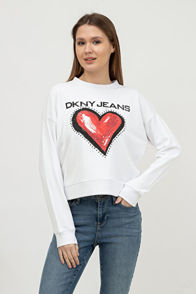 Dkny L/s Graffiti Heart S Kadın Bisiklet Yaka Sweatshirte13fthkr