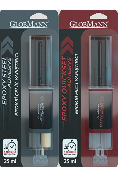 Globmann Epoksi Çelik + Epoksi Şeffaf Yapıştırıcı 25 ML + 25 ML