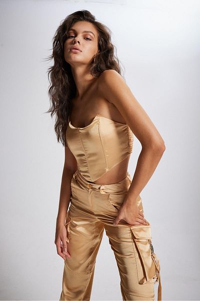 HOLLY LOLLY Crop Model Bügel-Satin Maddy Bustier Beige