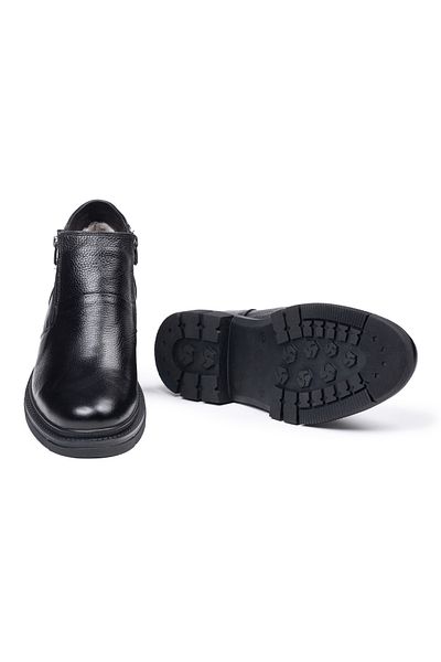 SELİN SOYLU Genuine Leather Men's Boots, Winter Casual Sheepskin Boots, Zippered Boots