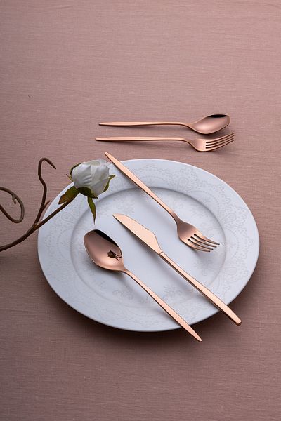 Emsan Alisa 30-Piece 6-Person Bright Bronze Boxed Cutlery Set