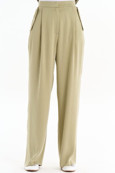 Tuğba Cep Kapaklı Bol Paça Pantolon - Mint