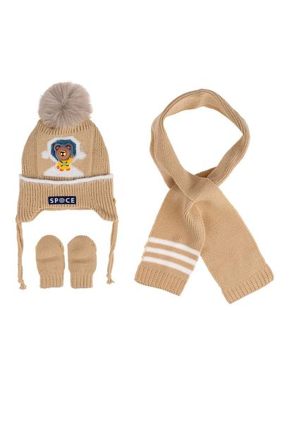 Kitti 0-18 Months Baby Boy Scarf Gloves Set - Beige K24150-08