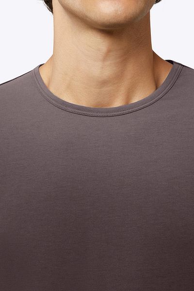 QMARI Μωβ καφέ Μακρυμάνικο Ανδρικό Μπλουζάκι Basic - Crew Neck, Lycra, Oval Cut