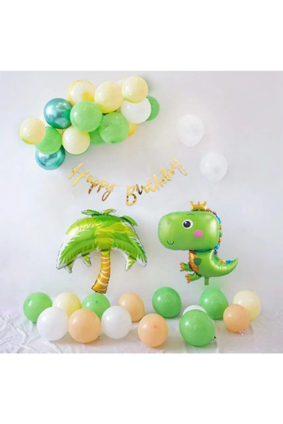 ZEAP Set de lanțuri de baloane din folie de palmier din folie de dinozaur