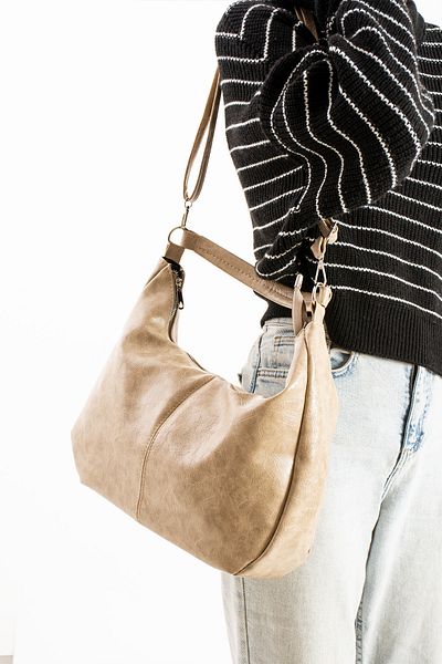 Rosmod Geantă de mână și umăr pentru femei Faux Beige Casual