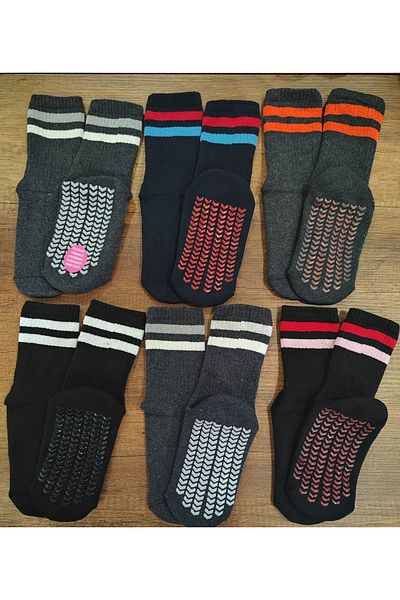 Leement socks Дамски чорапи за дома с 6 чифта неплъзгащи се коремни мускули и кърпа вътре, щамповани