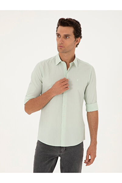 Cacharel Mint Slim Fit Pamuk Karışımlı Gofreli Gömlek 50284423-VR237