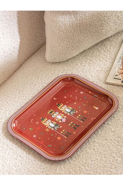 LC Waikiki Lcw Home Red Lead Soldier Printed Metal Tray 25X30 cm