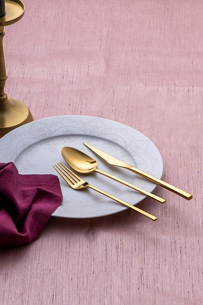 Emsan Alba 18-Piece 6-Person Shiny Gold Dinner Boxed Cutlery Set