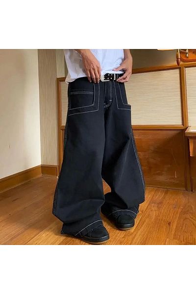 Violon Y2k Vintage - Blugi largi unisex cu model graffiti