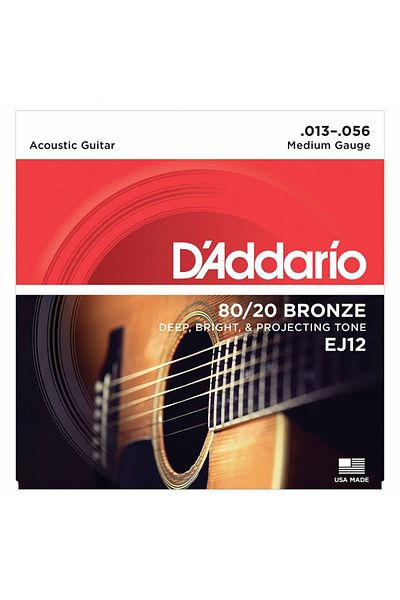 Daddario Ej12 Acoustic Guitar String Set, 80/20 Bronze, Medium Gauge