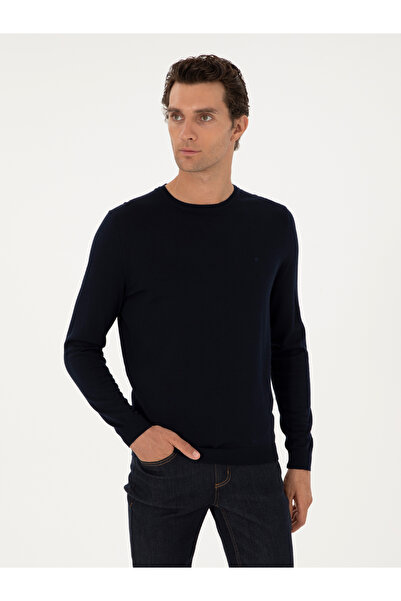 Cacharel Navy Blue Slim Fit Wool Blend Crew Neck Basic Knitwear Sweater 50293...