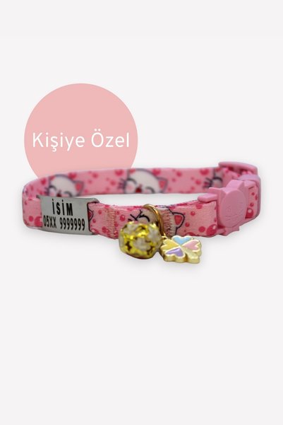 CARAMELOS Güvenlik Kilit İsimli Kedi Tasması-Sallanmayan SİLVER İsimlik-Çelik...