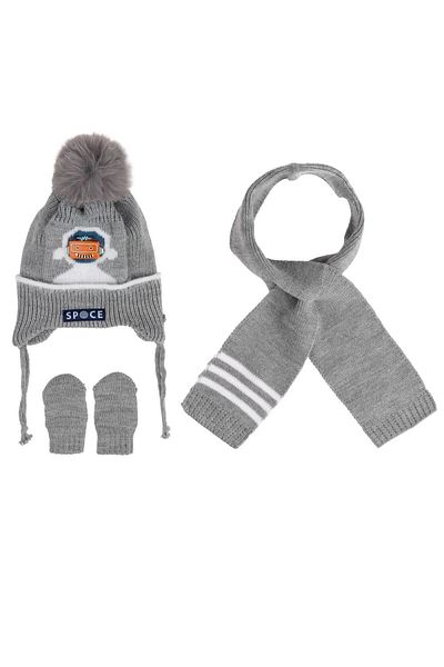 Kitti 0-18 Months Baby Boy Gloves and Scarf Set - Light Gray K24150-08