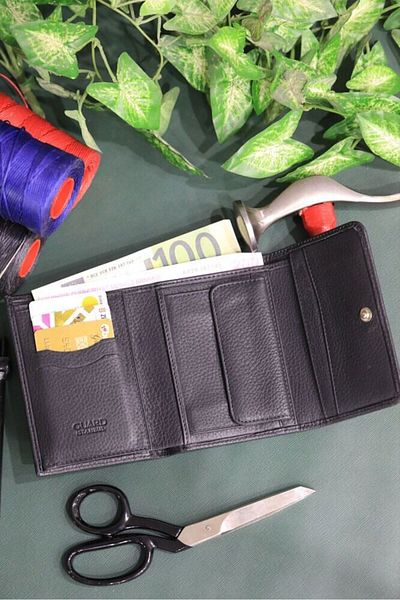 GUARD Matte Black Women's Wallet with Coin Compartment