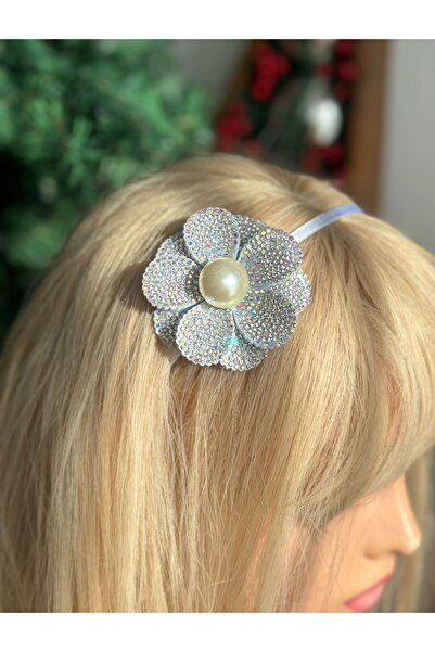 QUEEN AKSESUAR Coroană metalică stratificată cu flori de camelie gri de lux -...