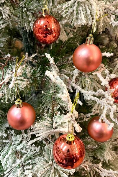 Huzur Party Store Parlak Mat Rose Gold Renkli Cici Top 5 Cm 6'lı Yılbaşı Yeni Yıl Çam Ağacı Süsü Ipli Ağaca Asılan Süs