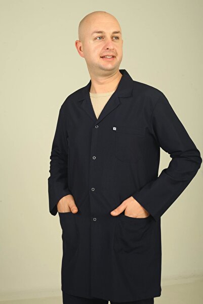 DENİZ İŞ Șorț pentru bărbați din țesătură alpaca cu guler lung - bleumarin