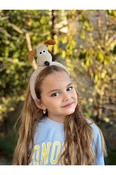 QUEEN AKSESUAR Plush Puppy Ears - Swinging Dog Crown, Cute Feather, Women's Children's Crown, Brown