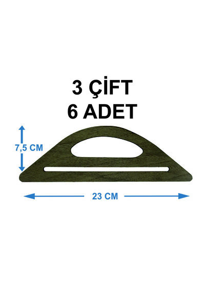 şamaksesuar 3 Pairs of Mdf Handles Wooden Bags - 23X7.5 cm