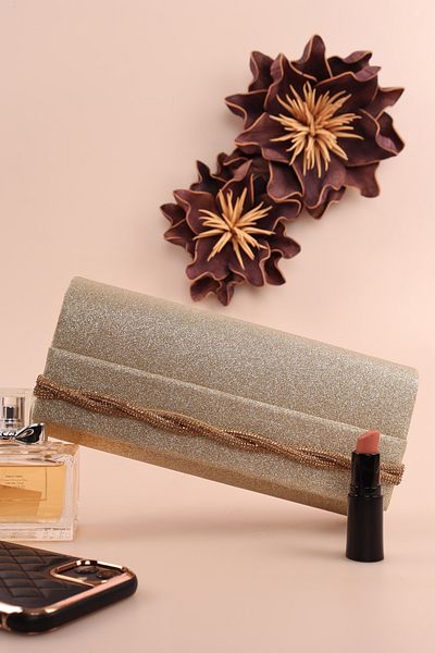weem bag Γυναικεία τσάντα Weembag Sand Glitter Weave Striped Palermo