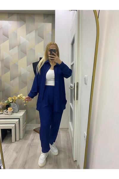 SUSEEMODA Fitilli Kadife İkili Takım Lacivert