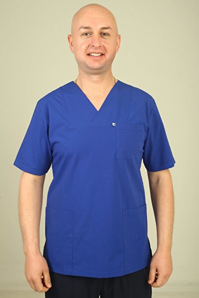 DENİZ İŞ Top pentru bărbați din lycra cu guler plic - Saks Blue