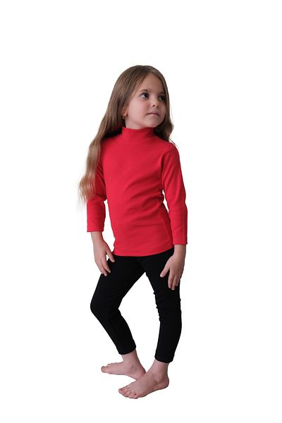 pour la riviere Red Organic Ribbed Bodysuit for Girls 2-6 Years - Cotton and Lycra
