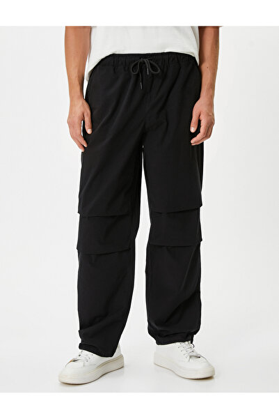 Koton Αλεξίπτωτο φαρδύ παντελόνι Μεγάλη τσέπη με δαντέλα στη μέση με λεπτομέρειες