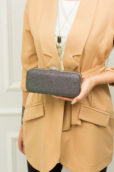 weem bag Τσάντα βραδινού φορέματος Weembag 148 Sand Glitter Almond Stone |   Λαμπερή και κομψή τσάντα