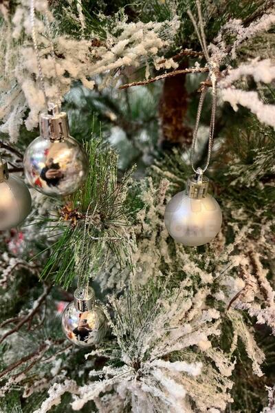 Huzur Party Store Πρωτοχρονιάτικη Ασημί Πολύχρωμη Γυαλιστερή Ματ Μπάλα Cici - 3 εκ., 6 τμχ, Γκρι Ασημένιες Μπάλες